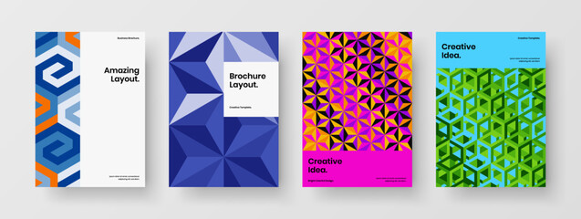 Vivid corporate cover vector design concept set. Premium geometric shapes front page illustration collection.