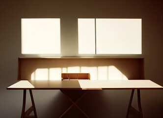 An Empty Table With Sunlight