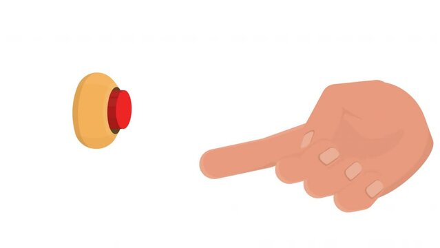 Ring the doorbell. Animation of the hand pressing the doorbell button, alpha channel. Cartoon