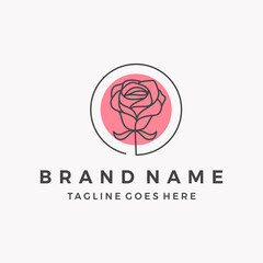 rose logo, flower design vector icon illustration