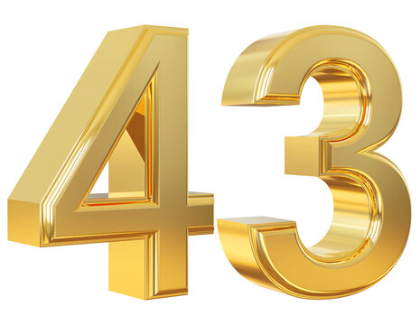 3d number 43 gold Stock Illustration | Adobe Stock