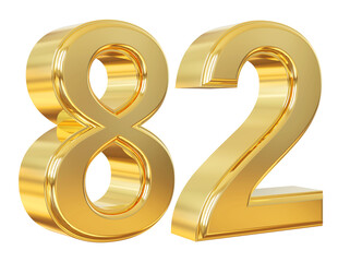 Obraz premium 3d number 82 gold