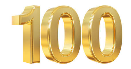 3d number 100 gold
