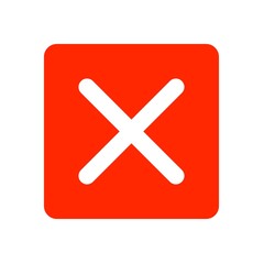 Red close button icon, cross icon 