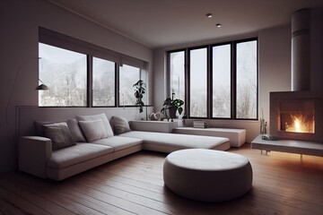 Comfortable and adorable living room with cozy places for rest
