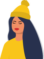 Young woman in a hat. Vector illustration