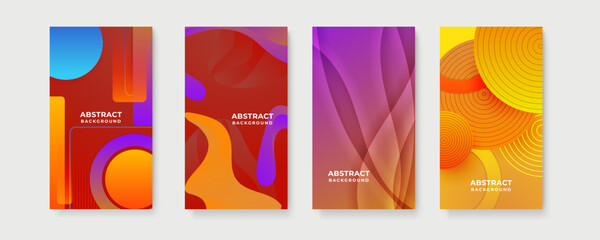 Colourful abstract background. Vector set of abstract creative backgrounds in minimal trendy style with copy space for text - design templates for social media stories