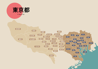 地図（地名入り）-東京都