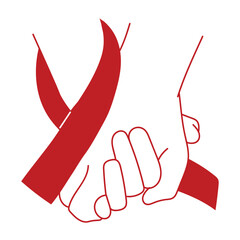 Obraz premium hand with ribbon together