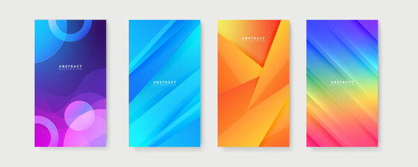 Naklejka premium Colourful background for story social media template. Vector set of abstract creative backgrounds in minimal trendy style with copy space for text - design templates for social media stories