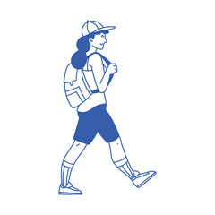 tourist woman with bag walking