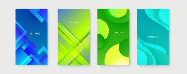 Fototapeta premium Colourful abstract background. Vector set of abstract creative backgrounds in minimal trendy style with copy space for text - design templates for social media stories