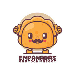 Empanadas cartoon mascot. food vector illustration
