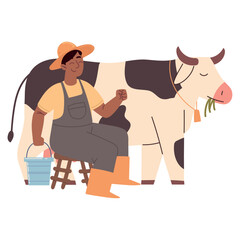 Fototapeta premium farmer with cow