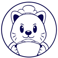Cat chef cute cartoon mascot logo vector