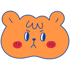 Cute bear angry face hand drawn illustration in cartoon design