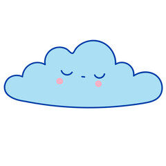Sleeping cloud hand drawn illustration in cartoon design