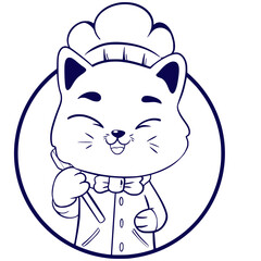 cat cartoon art line logo mascot