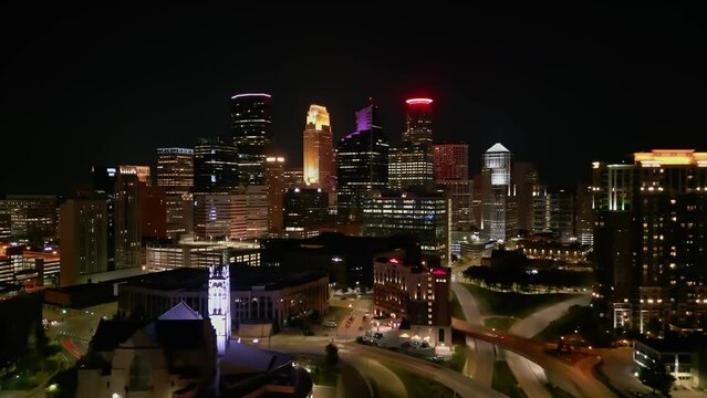 Downtown Minneapolis, MN Night Drone Flight Shoot 2 - 1