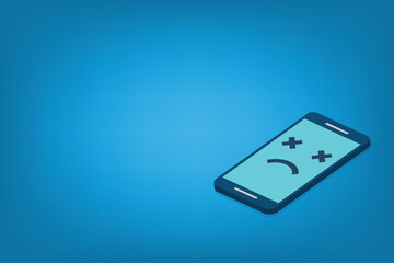 Broken smartphone with sad smile. Broken phone service, recovery and repair concept.