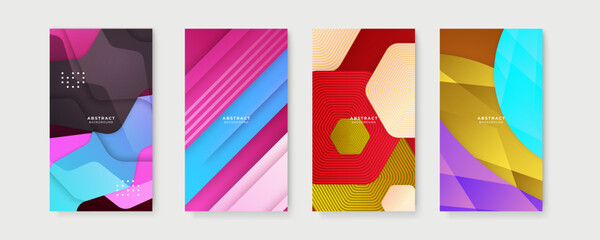 Colourful abstract background. Vector set of abstract creative backgrounds in minimal trendy style with copy space for text - design templates for social media stories