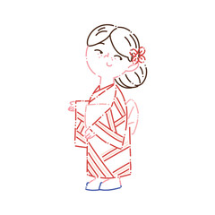 cute asian girl with kimono