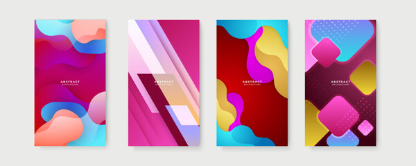 Colourful abstract background. Vector set of abstract creative backgrounds in minimal trendy style with copy space for text - design templates for social media stories