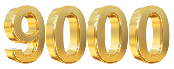 9000 follower number 3d gold