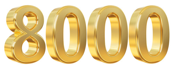 8000 follower number 3d gold