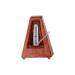 Vintage Music Metronome watercolor illustration