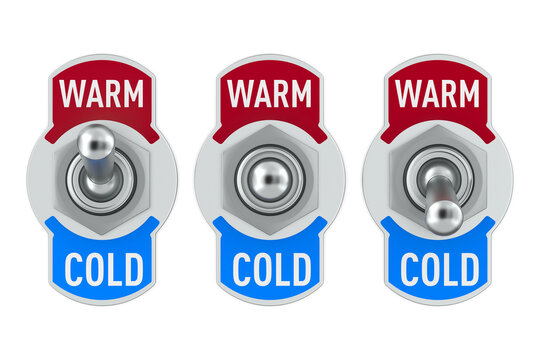 Warm and cold. Toggle switch on white background. Isolated 3D illustration
