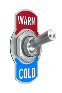 Warm and cold. Toggle switch on white background. Isolated 3D illustration