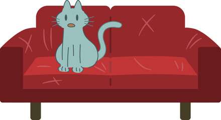 傷たらけのソファと猫