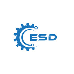 ESD letter technology logo design on white background. ESD creative initials letter IT logo concept. ESD setting shape design.
