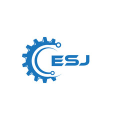 ESJ letter technology logo design on white background. ESJ creative initials letter IT logo concept. ESJ setting shape design.
