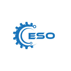 ESO letter technology logo design on white background. ESO creative initials letter IT logo concept. ESO setting shape design.
