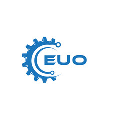 EUO letter technology logo design on white background. EUO creative initials letter IT logo concept. EUO setting shape design.
