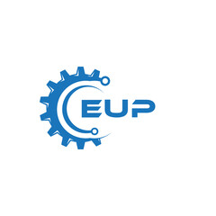 EUP letter technology logo design on white background. EUP creative initials letter IT logo concept. EUP setting shape design.
