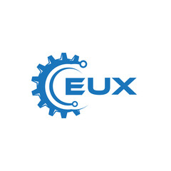 EUX letter technology logo design on white background. EUX creative initials letter IT logo concept. EUX setting shape design.
