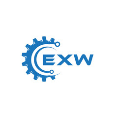 EXW letter technology logo design on white background. EXW creative initials letter IT logo concept. EXW setting shape design.
