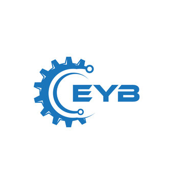EYB letter technology logo design on white background. EYB creative initials letter IT logo concept. EYB setting shape design.
