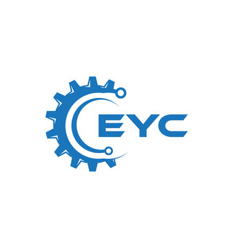 EYC letter technology logo design on white background. EYC creative initials letter IT logo concept. EYC setting shape design.
