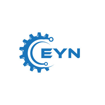 EYN letter technology logo design on white background. EYN creative initials letter IT logo concept. EYN setting shape design.

