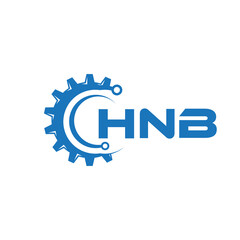 HNB letter technology logo design on white background. HNB creative initials letter IT logo concept. HNB setting shape design.
