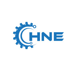 HNE letter technology logo design on white background. HNE creative initials letter IT logo concept. HNE setting shape design.
