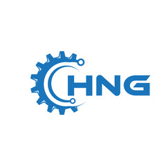 HNG letter technology logo design on white background. HNG creative initials letter IT logo concept. HNG setting shape design.
