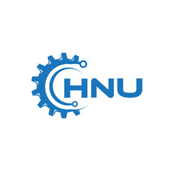 HNU letter technology logo design on white background. HNU creative initials letter IT logo concept. HNU setting shape design.
