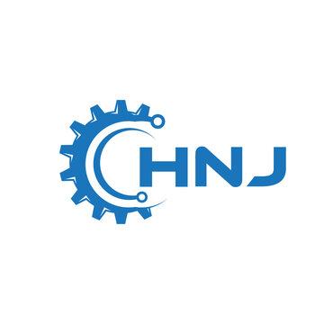 HNJ letter technology logo design on white background. HNJ creative initials letter IT logo concept. HNJ setting shape design.
