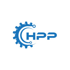 HPP letter technology logo design on white background. HPP creative initials letter IT logo concept. HPP setting shape design.
