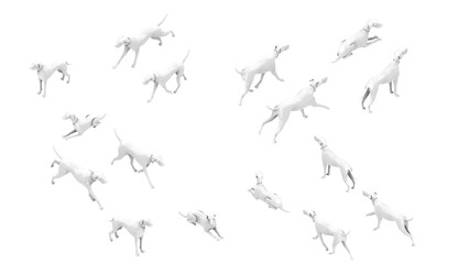3D High Poly Dogs - SET1 Monochromatic - Isometric Views